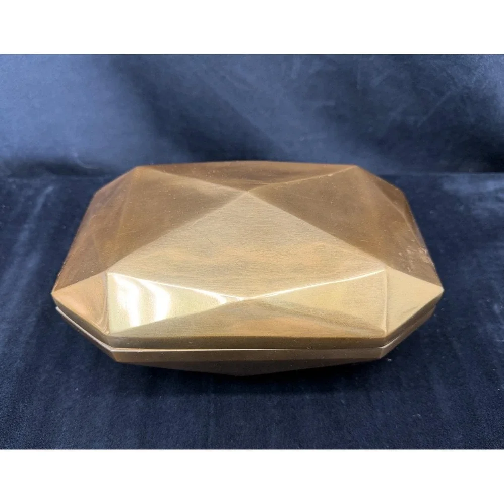 Gold Toned Cast Iron Lidded Small Storage Box Decor Diamond Jewelry Junk Candy